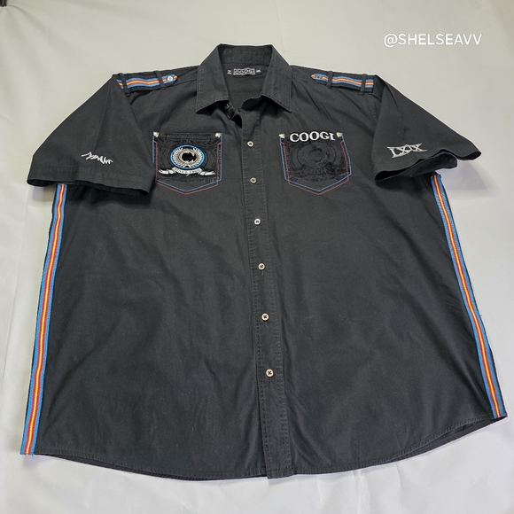 Coogi Premium Colors Embroidered Button Up Short Sleeve Shirt Men Size 3XL - Picture 5 of 10